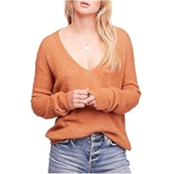 NWOT Free People Gossamer Pullover VNeck Sweater | Size Small Oversized - Picture 1 of 7